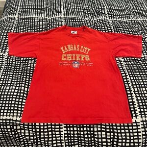 Vtg 90s Kansas City Chiefs Logo Athletic Embroidered T Shirt Size XL